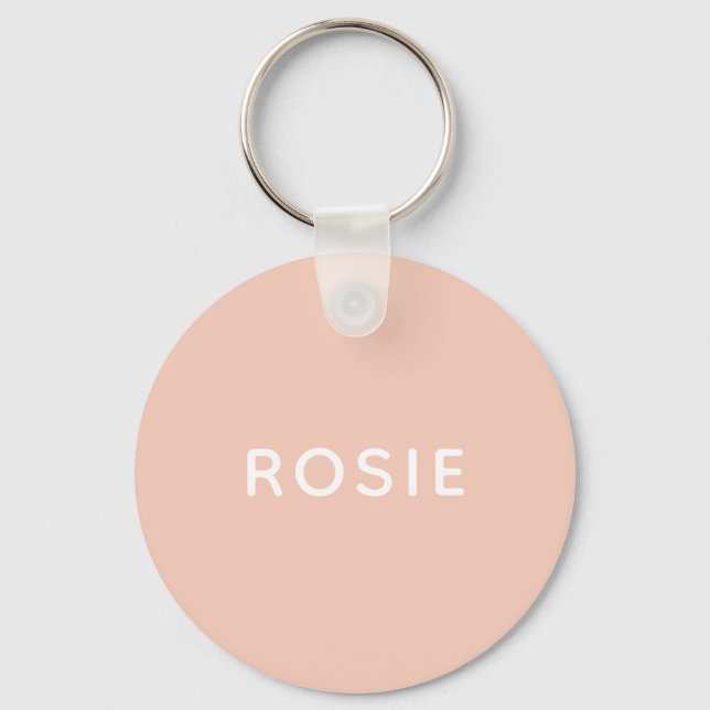 Simple Minimalist Blush Pink Custom Name Key Ring (Front)