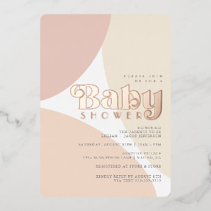Simple Minimalist Boho Baby Shower Foil Invitation