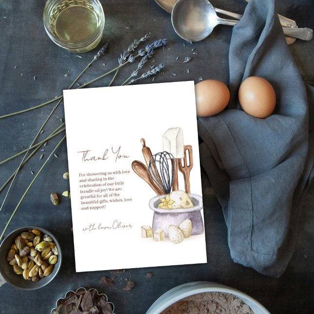 Simple Minimalist Boho Bakery Chef Baby Shower Thank You Card (Simple Minimalist Boho Bakery Chef Baby Shower Thank You Card)