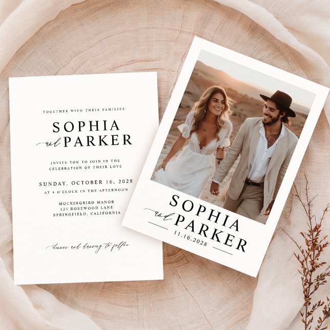 SImple Minimalist Boho Photo Wedding Invitation (Creator Uploaded)