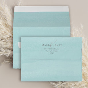 Simple Minimalist Boho Return Address Turquoise  Envelope