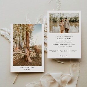 Simple Minimalist Boho Wedding 2 Photos Invitation