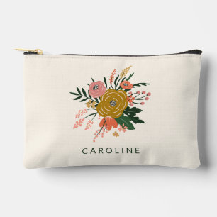 Simple Minimalist Botanical Flower Personalised  Accessory Pouch