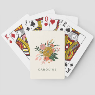 Simple Minimalist Botanical Flower Personalised Playing Cards