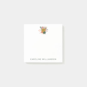 Simple Minimalist Botanical Flower Personalised  Post-it Notes