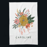 Simple Minimalist Botanical Flower Personalised Tea Towel<br><div class="desc">Simple Minimalist Botanical Flower Personalised Kitchen Towel</div>