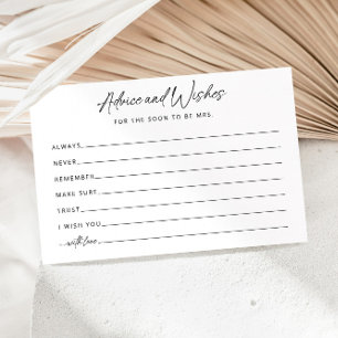 Simple Minimalist Bridal Shower Advice Card