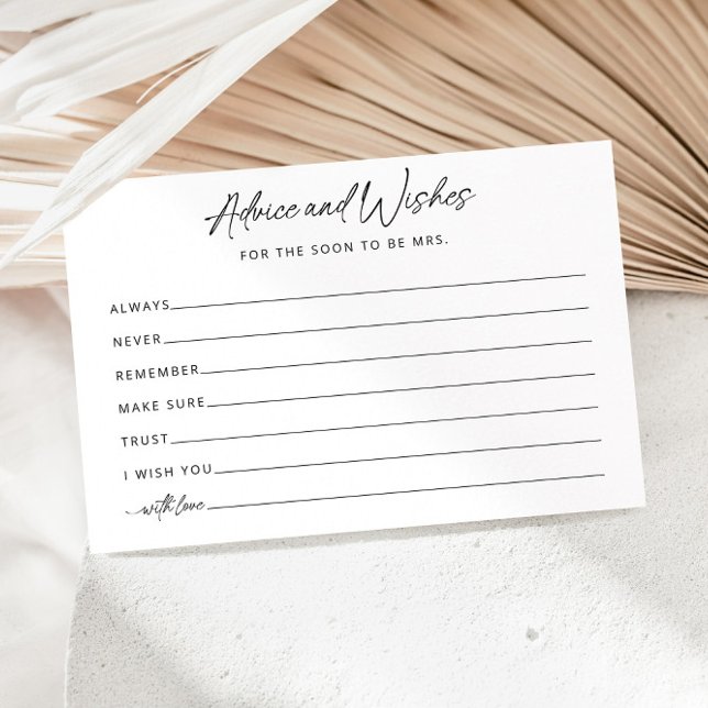 Simple Minimalist Bridal Shower Advice Card (Creator Uploaded)