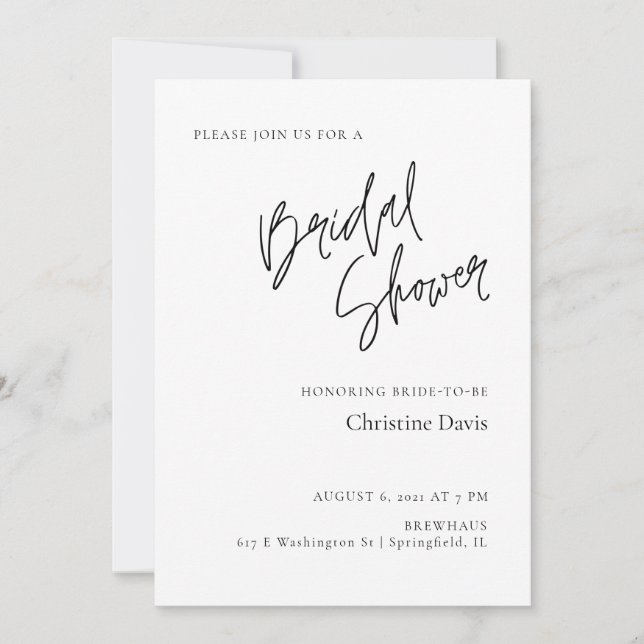 Simple Minimalist Bridal Shower invitation (Front)