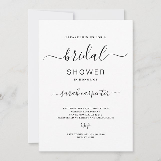 Simple minimalist Bridal Shower invitation (Front)