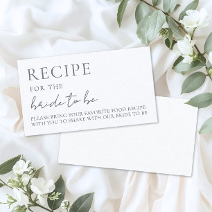 Simple Minimalist Bridal Shower Recipe Request Enclosure Card