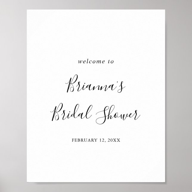 Simple Minimalist Bridal Shower Welcome Poster (Front)