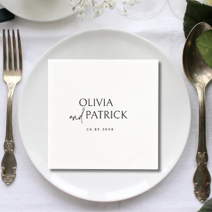 Simple Minimalist Bride and Groom Names Wedding Napkin