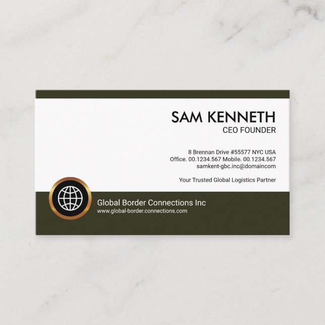 Simple Minimalist Brown Box Entrepreneur CEO Business Card (Front)