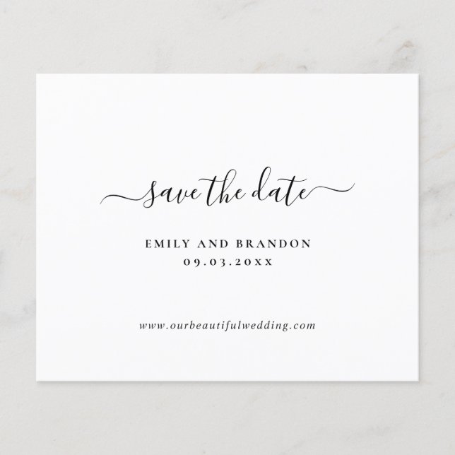 Simple Minimalist Budget Wedding Save The Date (Front)