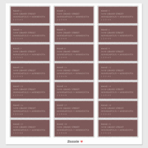 Simple Minimalist Burgundy Guest Address Labels