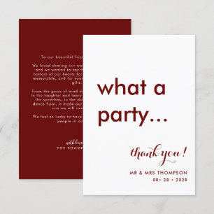 Simple Minimalist Burgundy Wedding Thank You Card