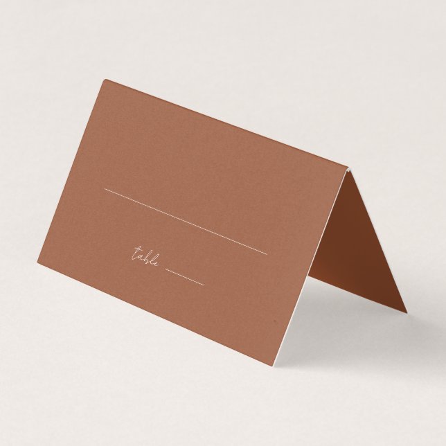 Simple Minimalist Burnt Orange Wedding Place Card (Front)