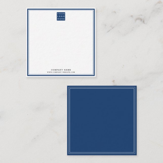 Simple Minimalist Business Logo Company Name Navy Card (Front/Back)