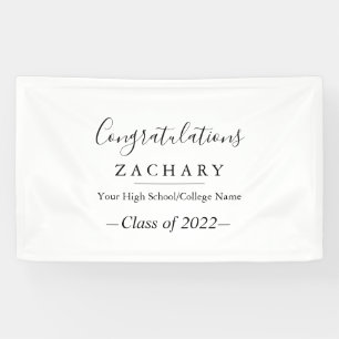 Simple Minimalist Calligraphy Graduation Party Banner