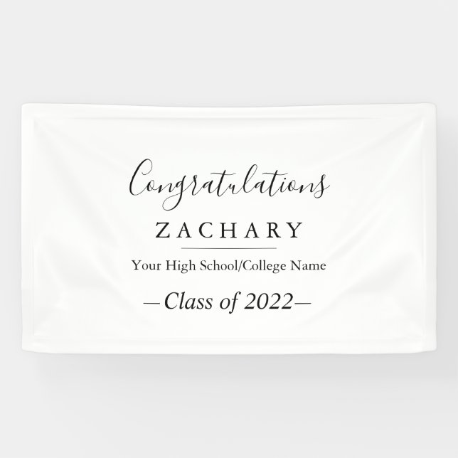 Simple Minimalist Calligraphy Graduation Party  Banner (Horizontal)