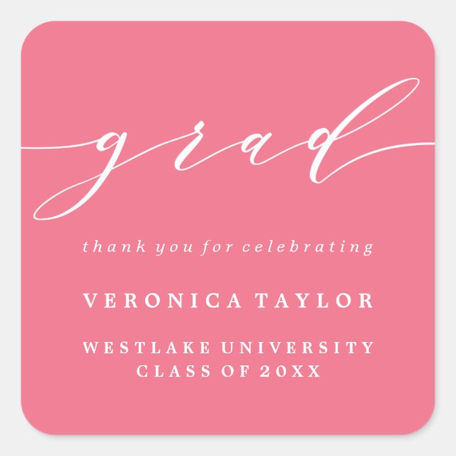 SIMPLE MINIMALIST CALLIGRAPHY GRADUATION STICKER (Front)