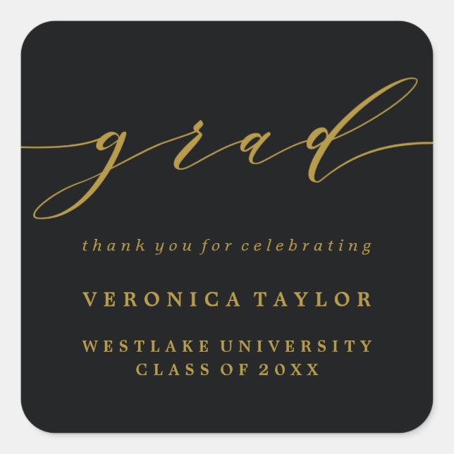 SIMPLE MINIMALIST CALLIGRAPHY GRADUATION STICKER (Front)
