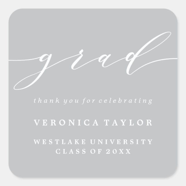 SIMPLE MINIMALIST CALLIGRAPHY GRADUATION STICKER (Front)