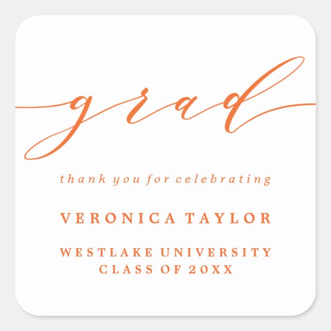 SIMPLE MINIMALIST CALLIGRAPHY GRADUATION STICKER (Front)