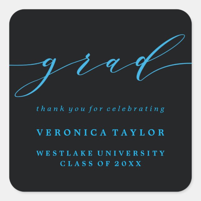 SIMPLE MINIMALIST CALLIGRAPHY GRADUATION STICKER (Front)