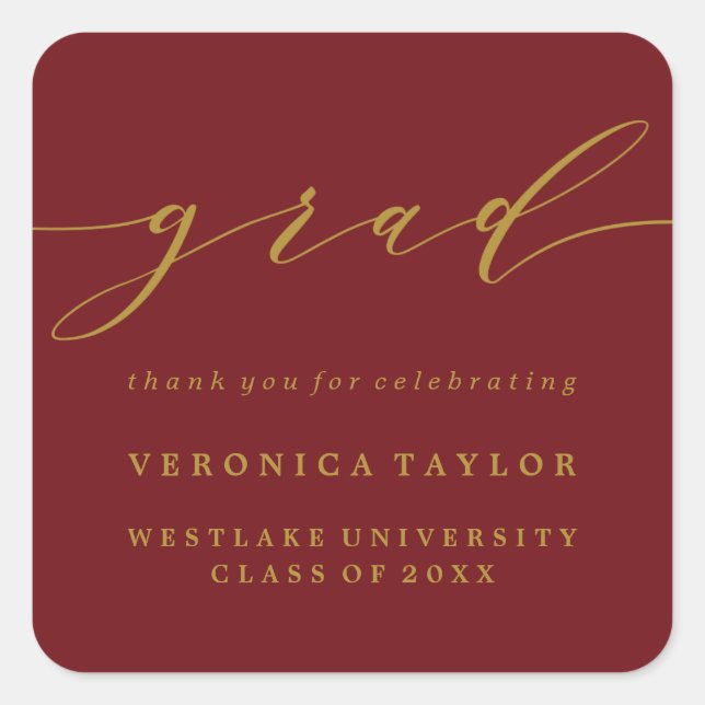 SIMPLE MINIMALIST CALLIGRAPHY GRADUATION STICKER (Front)