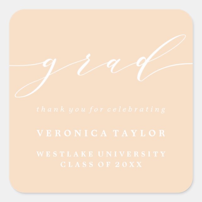 SIMPLE MINIMALIST CALLIGRAPHY GRADUATION STICKER (Front)