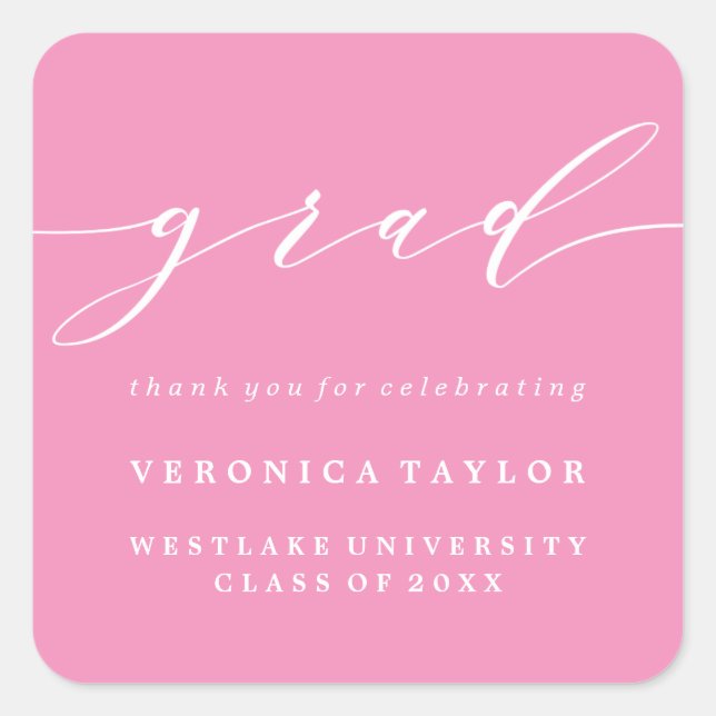 SIMPLE MINIMALIST CALLIGRAPHY GRADUATION STICKER (Front)