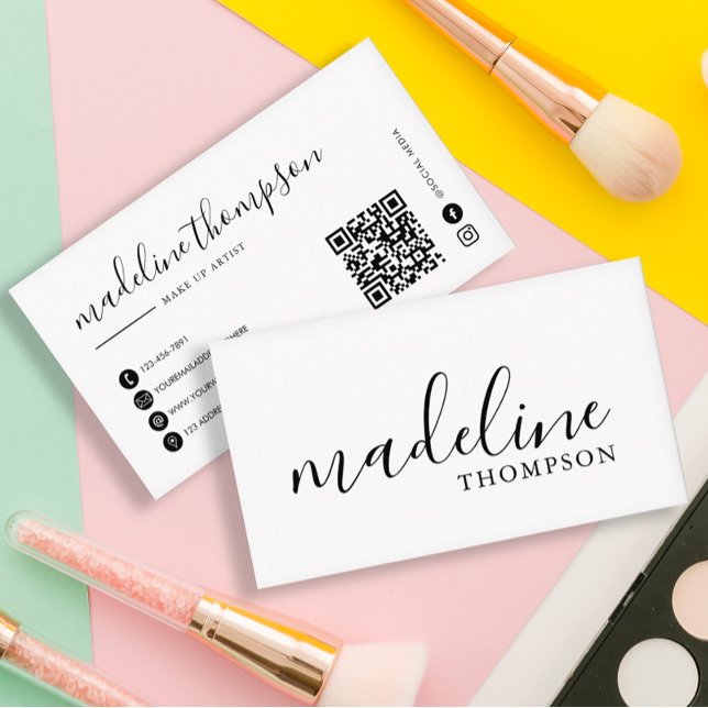Simple Minimalist Calligraphy QR Code Business Card (Creator Uploaded)