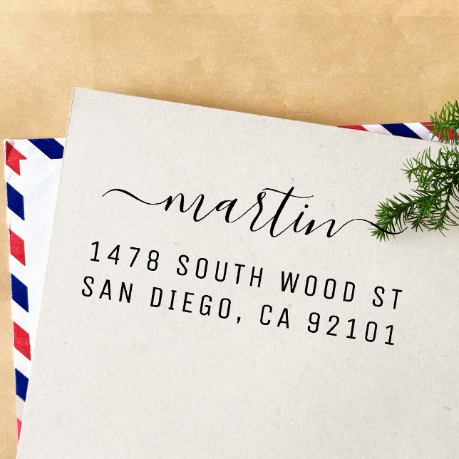 Simple Minimalist Calligraphy Return Address Self-inking Stamp (Creator Uploaded)