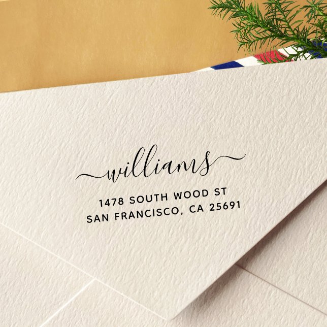 Simple Minimalist Calligraphy Return Address Self- Self-inking Stamp (Creator Uploaded)