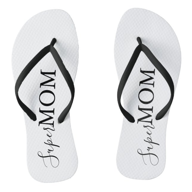 Simple Minimalist Calligraphy Super Mum   Flip Flops (Footbed)