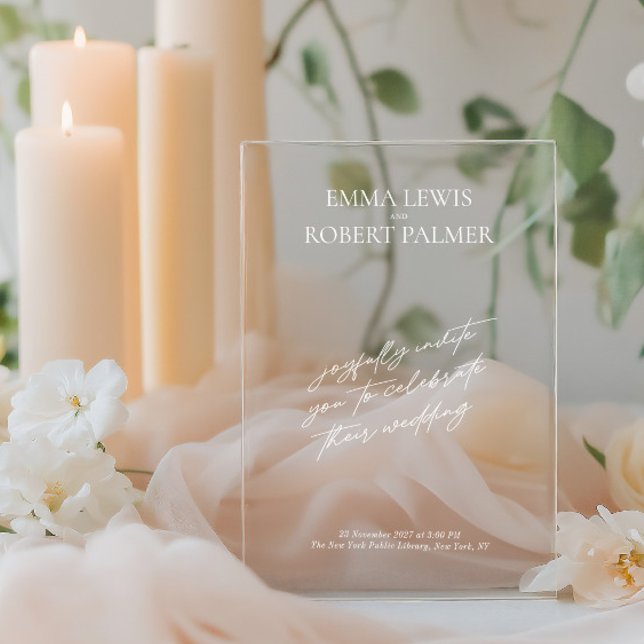 Simple Minimalist ﻿Calligraphy Wedding  Acrylic Invitations (Simple Minimalist ﻿Calligraphy Wedding Acrylic Invitations)