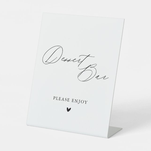 Simple Minimalist Calligraphy Wedding Dessert Bar Pedestal Sign (Front)