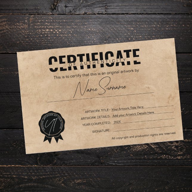 Simple Minimalist Certificate of Authenticity  (Creator Uploaded)