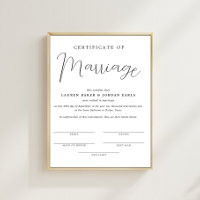 Simple Minimalist Certificate Of Marriage
