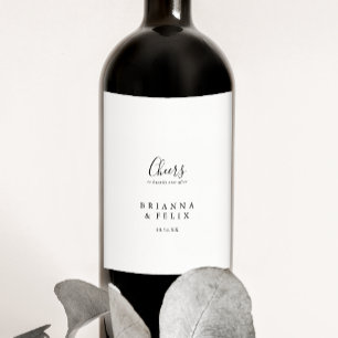 Simple Minimalist Cheers Wedding Wine Labels
