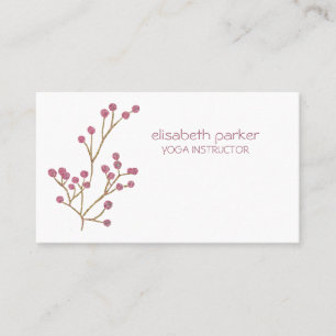 Simple minimalist cherry blossom yoga instructor business card