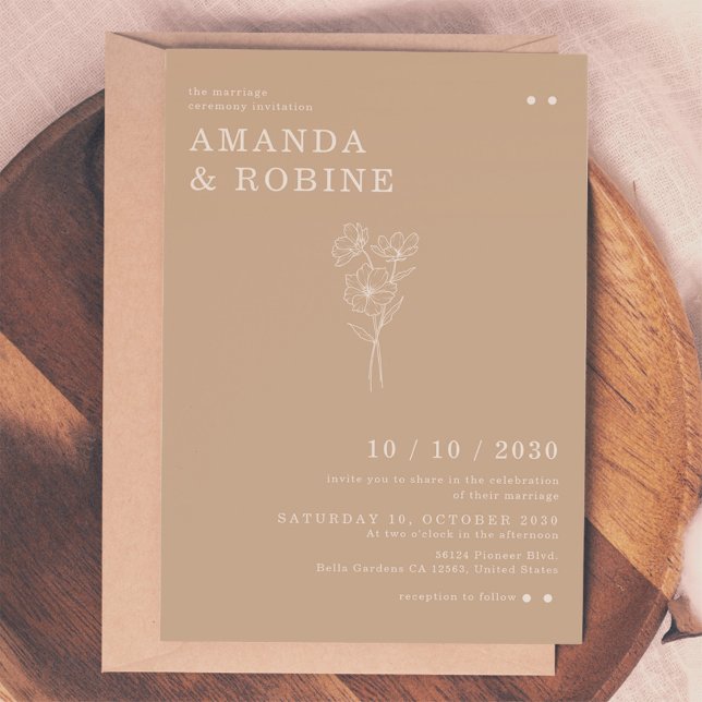 Simple Minimalist Chic Flower Wedding Invitation (Creator Uploaded)