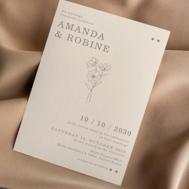 Simple Minimalist Chic Flower Wedding Invitation (Creator Uploaded)