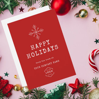Simple minimalist Christmas Bussines Logo Red Holiday Card