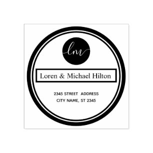 Simple minimalist circle monogram typography rubber stamp