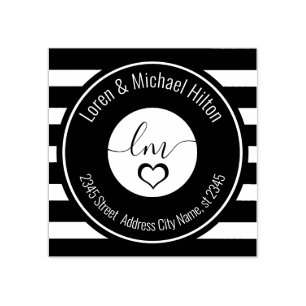 Simple minimalist circle monogram typography rubber stamp