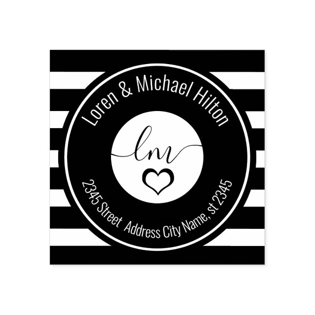 Simple minimalist circle monogram typography rubber stamp (Imprint)