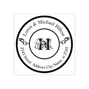 Simple minimalist circle monogram typography rubber stamp